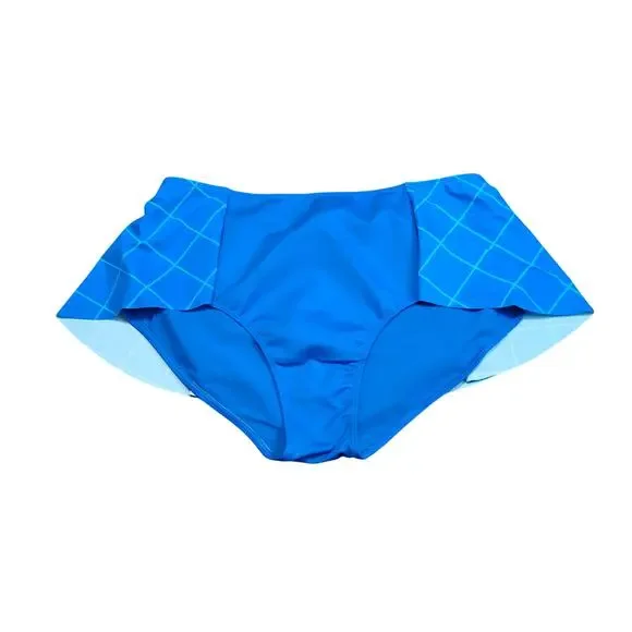 SPANX Flirty Skirted Bottom Womens 16 Electric Blue Green Ruffled Plaid Swim - Picture 5 of 6